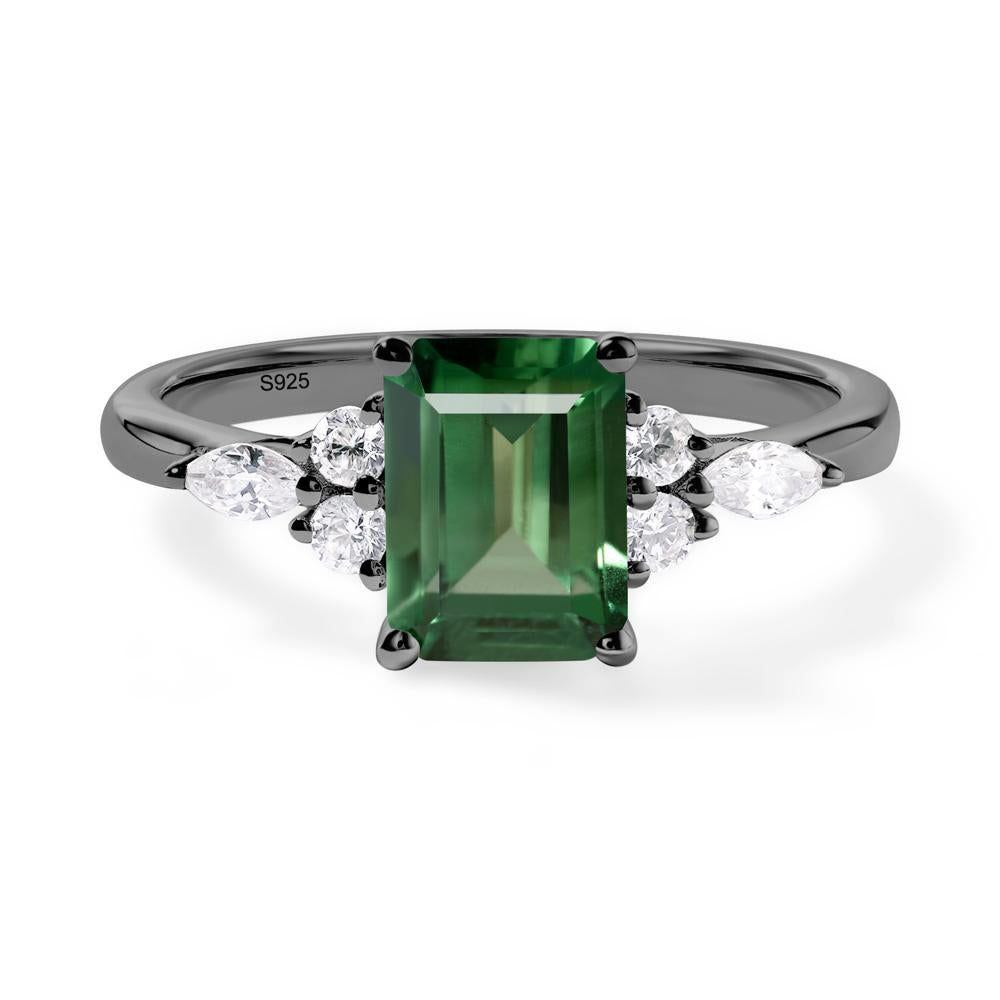 Simple Emerald Cut Green Sapphire Ring - LUO Jewelry #metal_black finish sterling silver