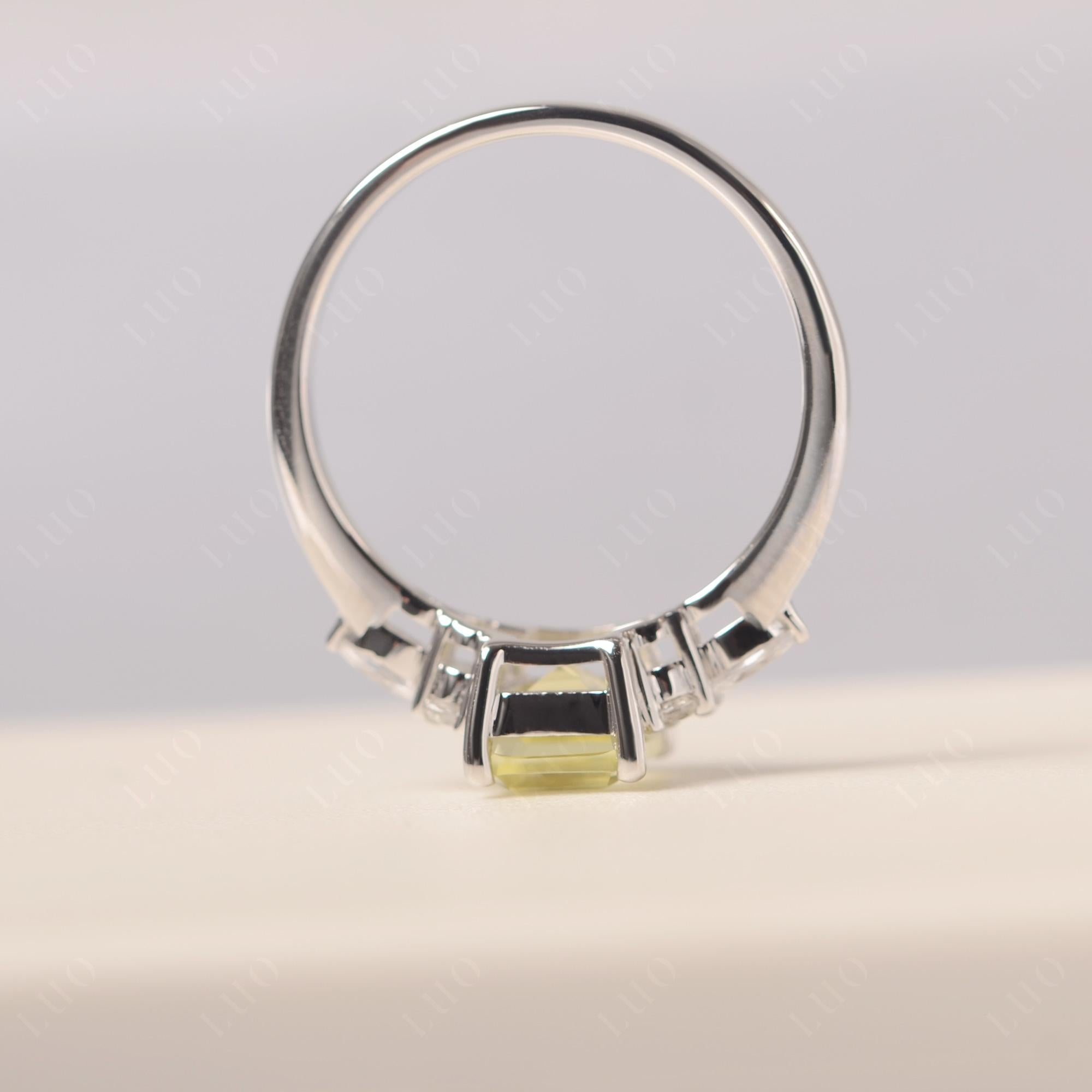 Simple Emerald Cut Lemon Quartz Ring - LUO Jewelry 