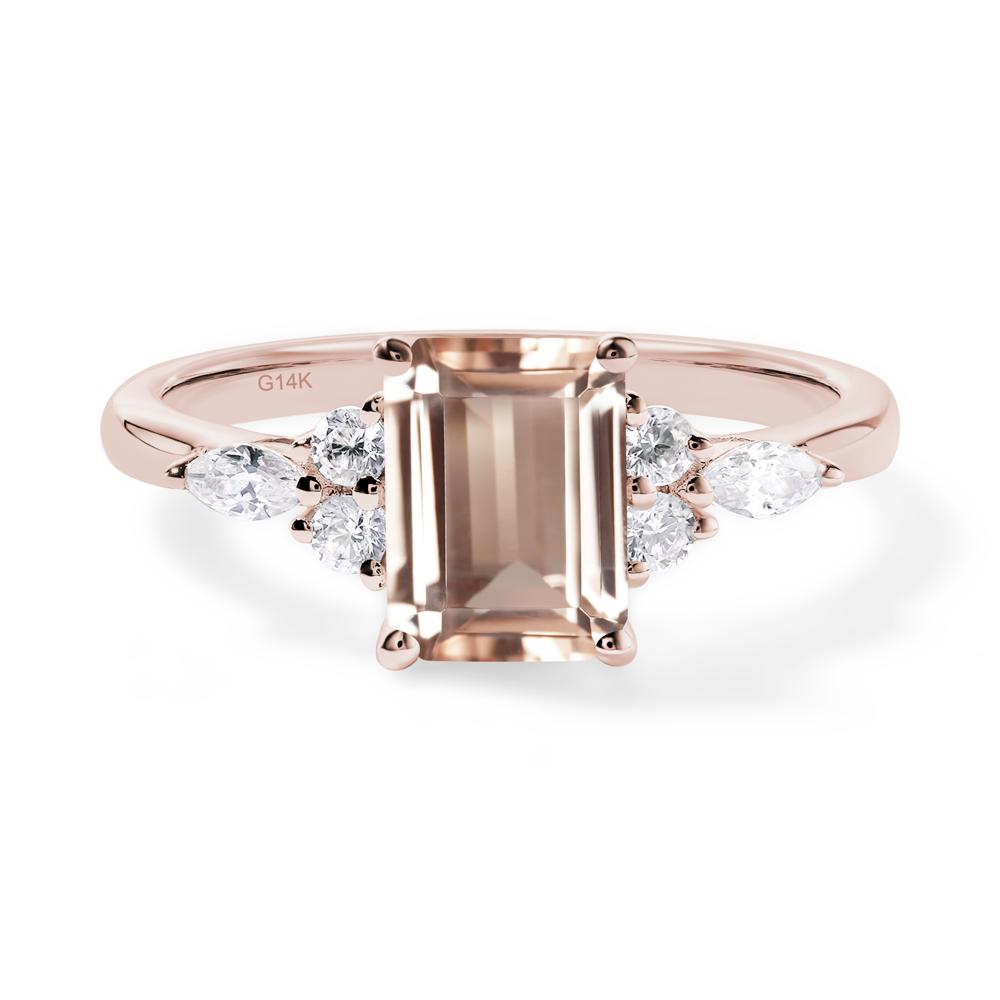 Simple Emerald Cut Morganite Ring - LUO Jewelry #metal_14k rose gold