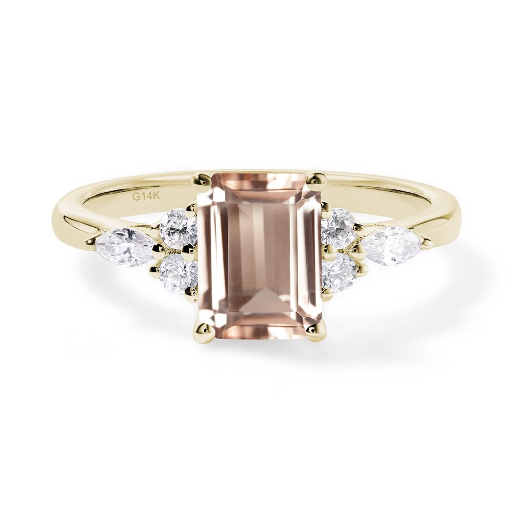 Simple Emerald Cut Morganite Ring - LUO Jewelry #metal_14k yellow gold