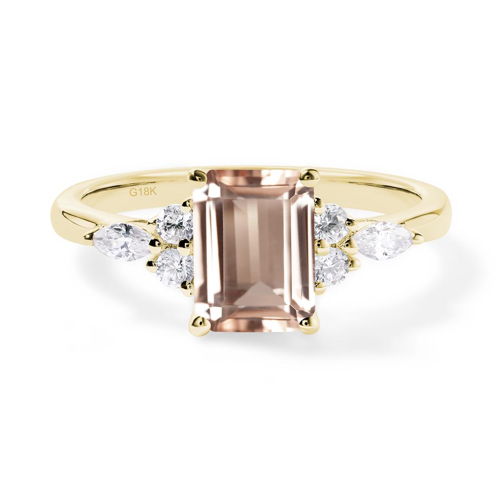 Simple Emerald Cut Morganite Ring - LUO Jewelry #metal_18k yellow gold