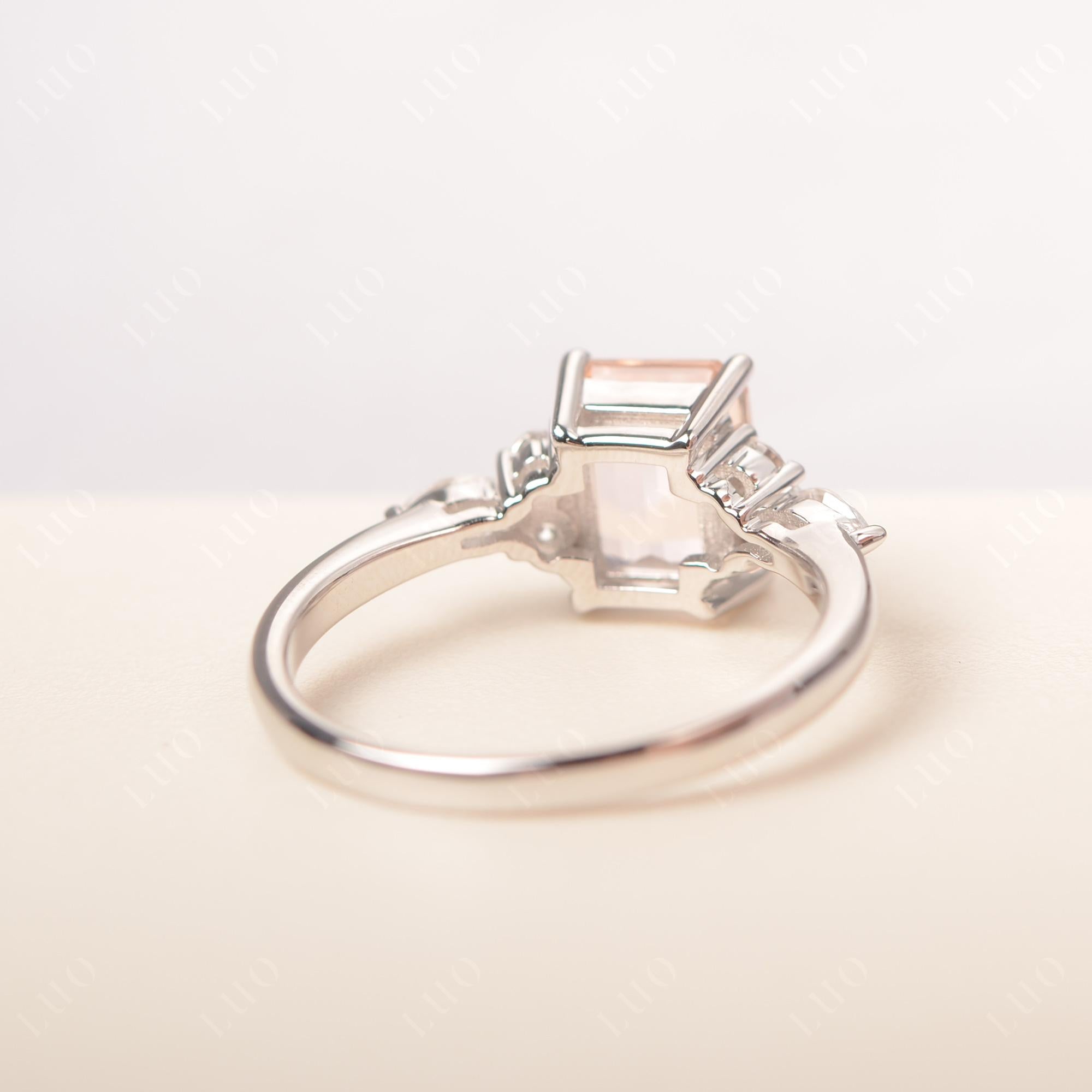 Simple Emerald Cut Morganite Ring - LUO Jewelry 