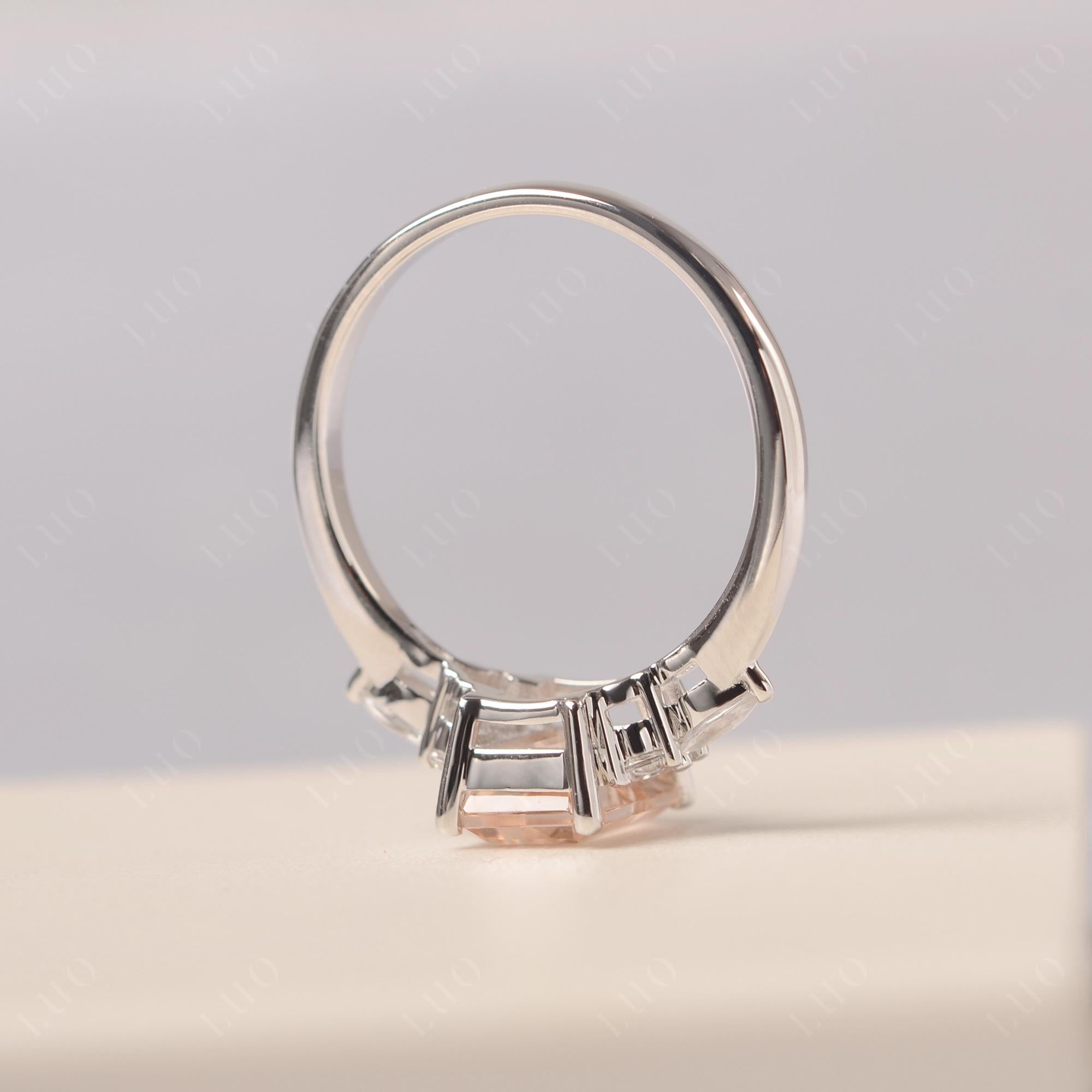 Simple Emerald Cut Morganite Ring - LUO Jewelry 