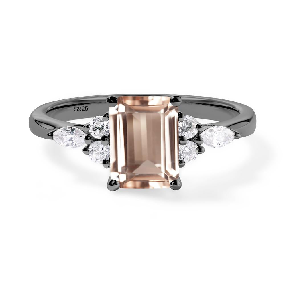 Simple Emerald Cut Morganite Ring - LUO Jewelry #metal_black finish sterling silver