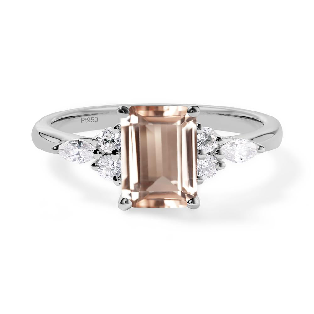 Simple Emerald Cut Morganite Ring - LUO Jewelry #metal_platinum