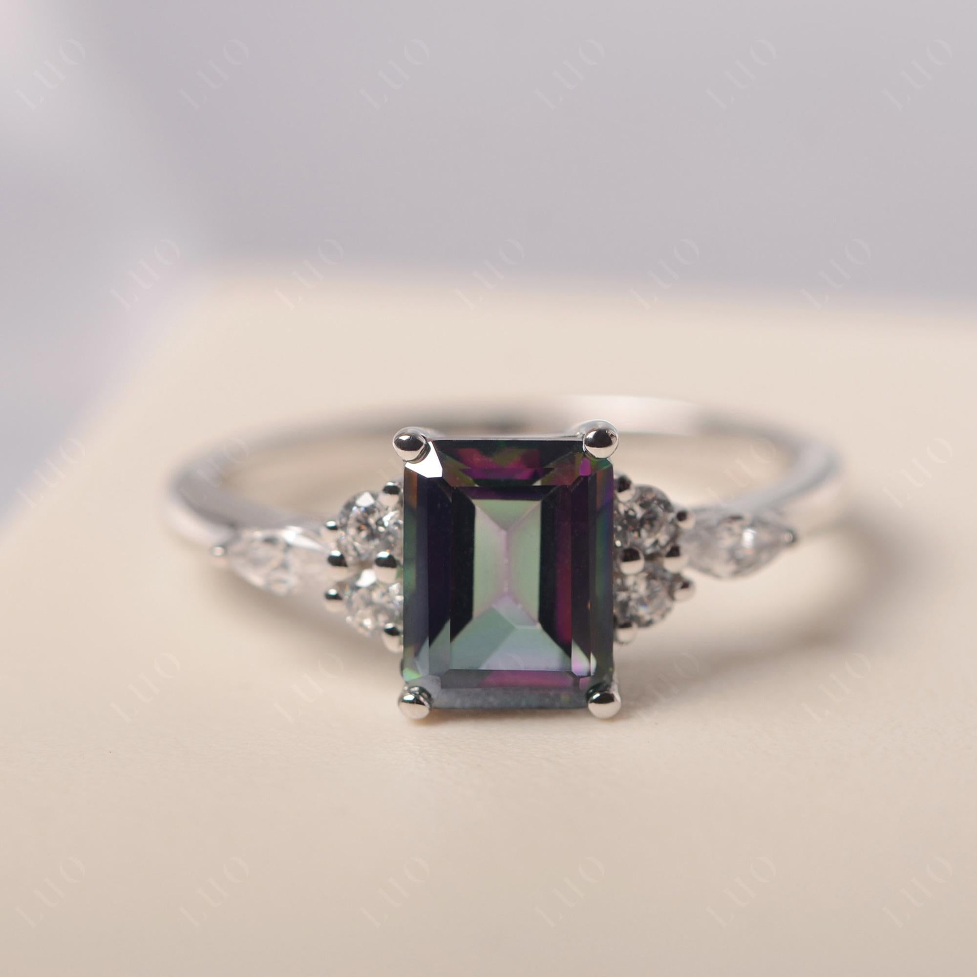 Simple Emerald Cut Mystic Topaz Ring - LUO Jewelry 