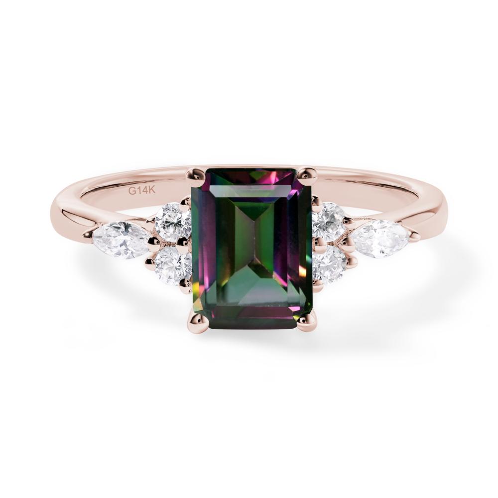 Simple Emerald Cut Mystic Topaz Ring - LUO Jewelry #metal_14k rose gold