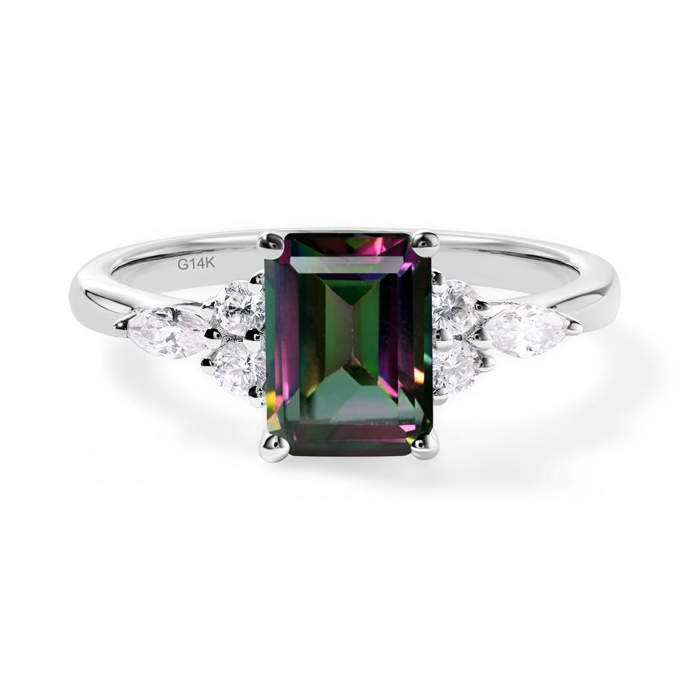 Simple Emerald Cut Mystic Topaz Ring - LUO Jewelry #metal_14k white gold