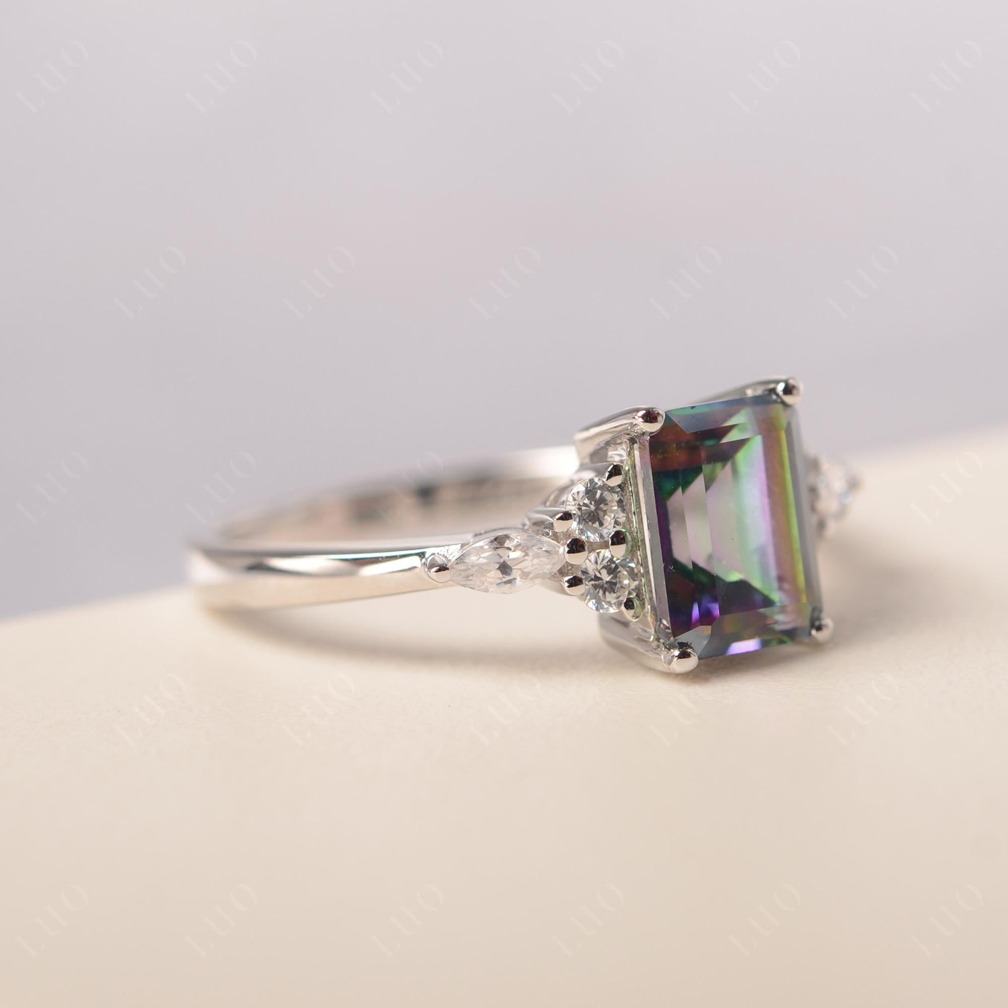 Simple Emerald Cut Mystic Topaz Ring - LUO Jewelry 