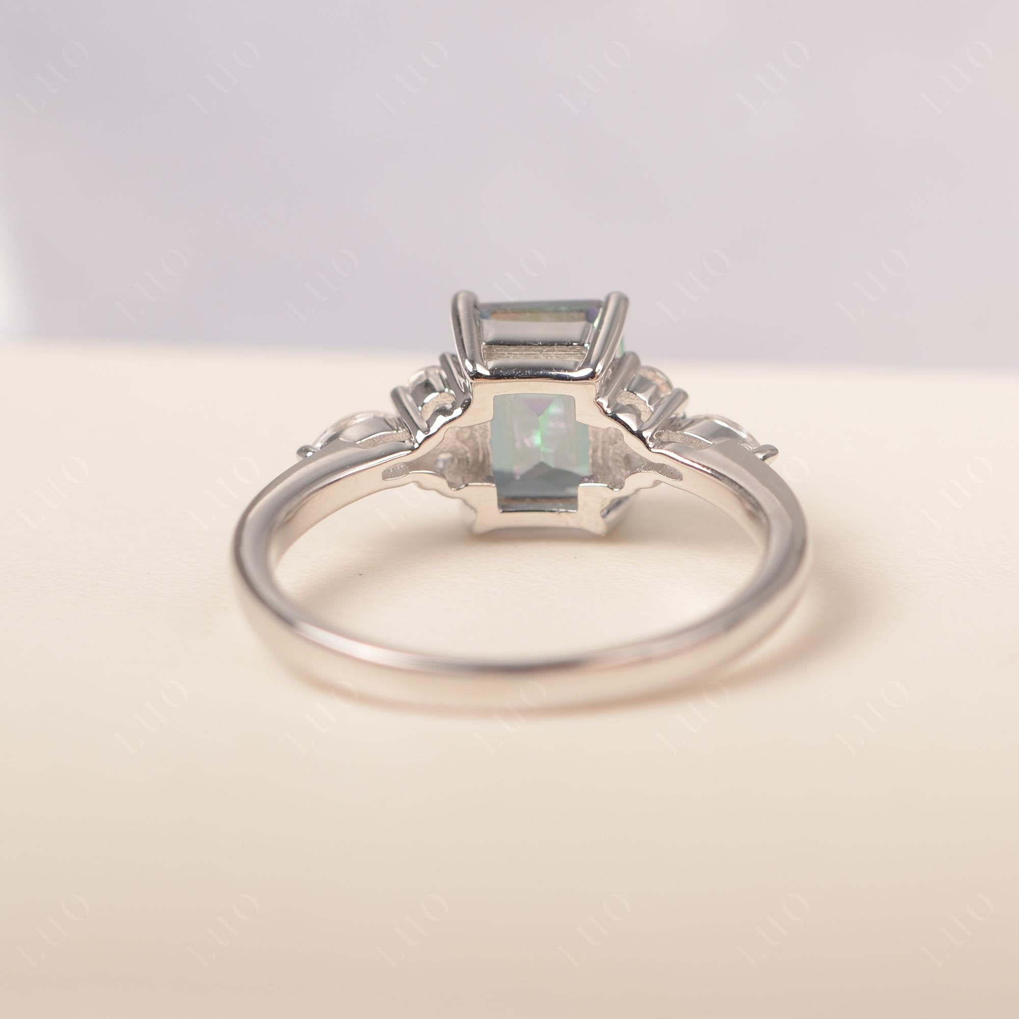 Simple Emerald Cut Mystic Topaz Ring - LUO Jewelry 