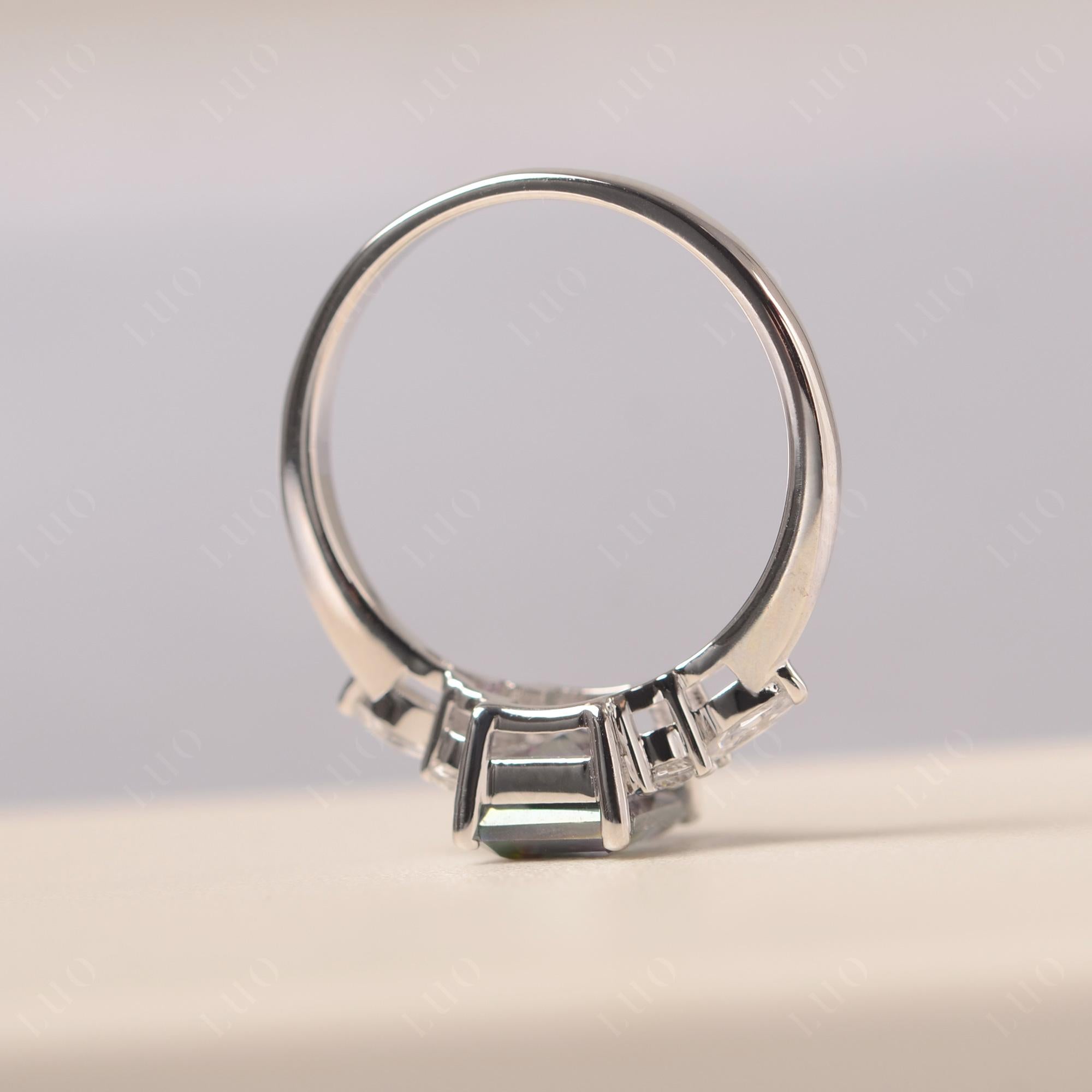 Simple Emerald Cut Mystic Topaz Ring - LUO Jewelry 