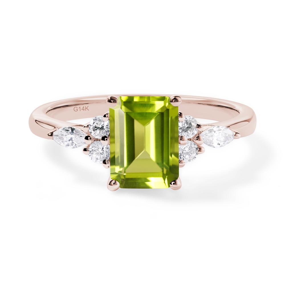 Simple Emerald Cut Peridot Ring - LUO Jewelry #metal_14k rose gold