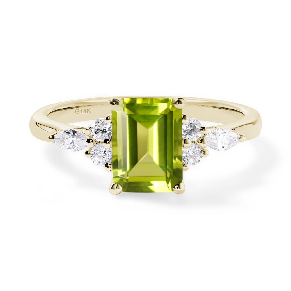 Simple Emerald Cut Peridot Ring - LUO Jewelry #metal_14k yellow gold