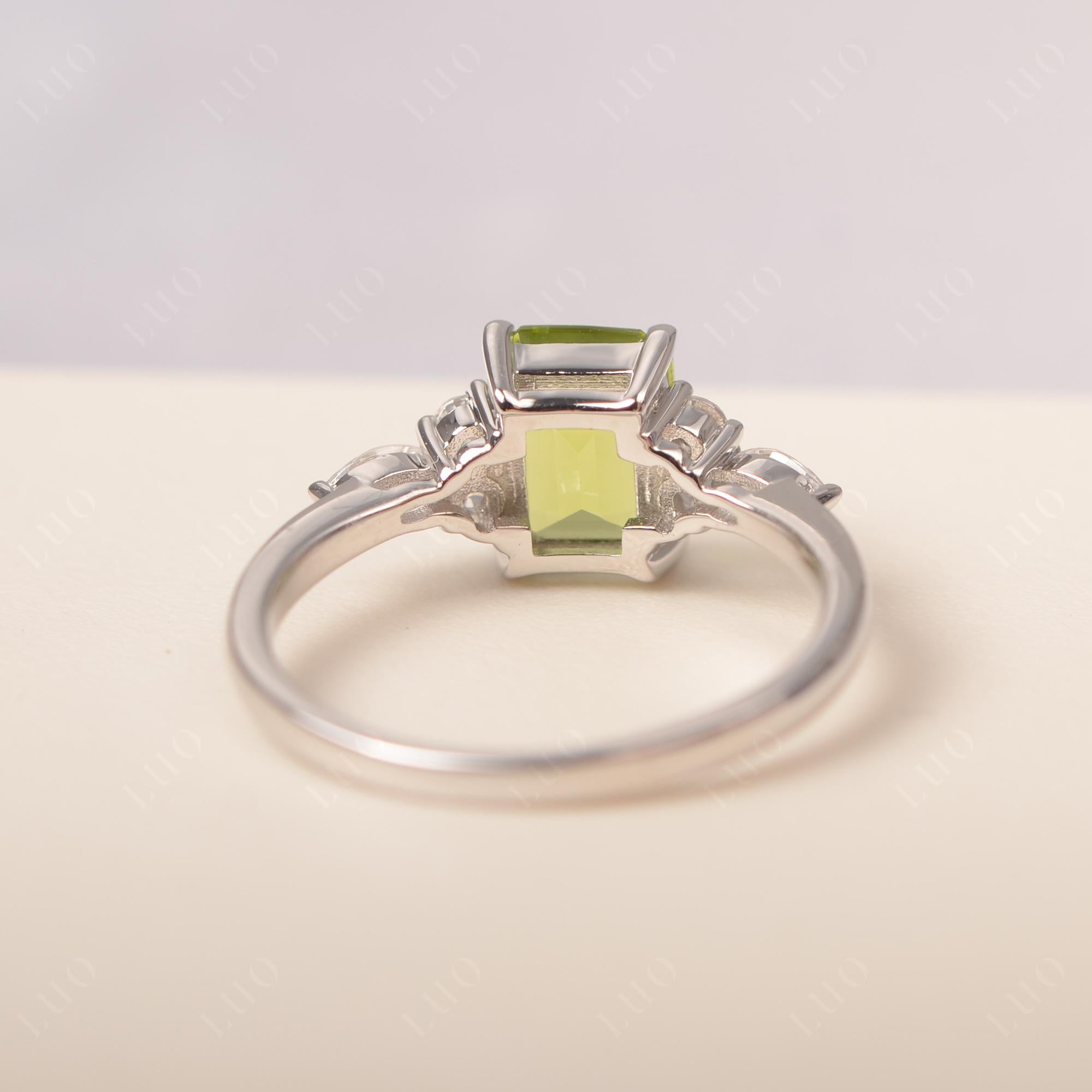 Simple Emerald Cut Peridot Ring - LUO Jewelry 