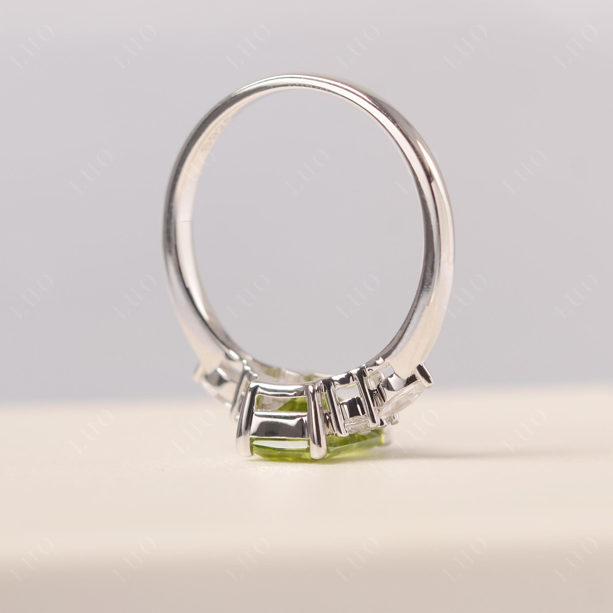 Simple Emerald Cut Peridot Ring - LUO Jewelry 