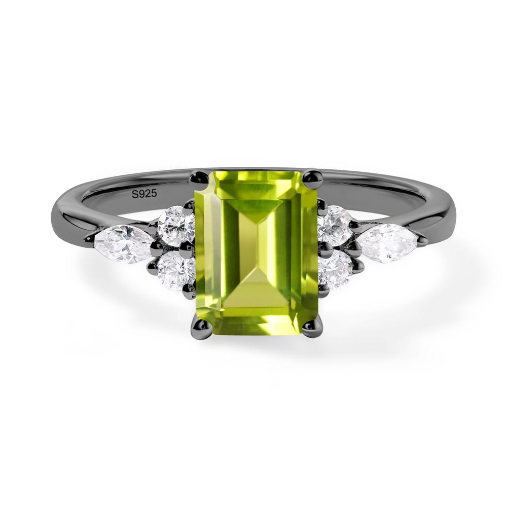 Simple Emerald Cut Peridot Ring - LUO Jewelry #metal_black finish sterling silver