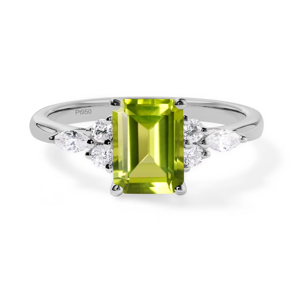 Simple Emerald Cut Peridot Ring - LUO Jewelry #metal_platinum