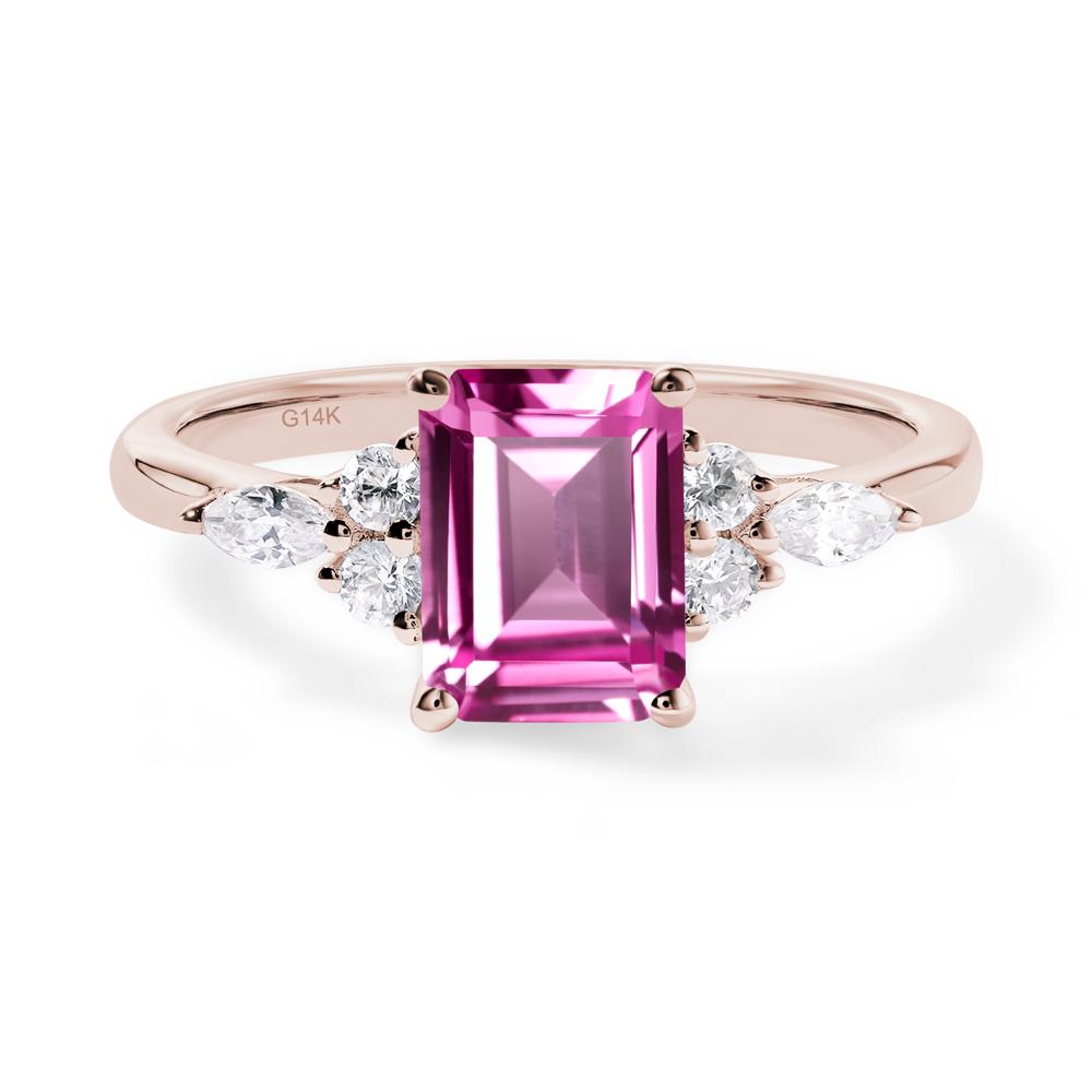 Simple Emerald Cut Pink Sapphire Ring - LUO Jewelry #metal_14k rose gold