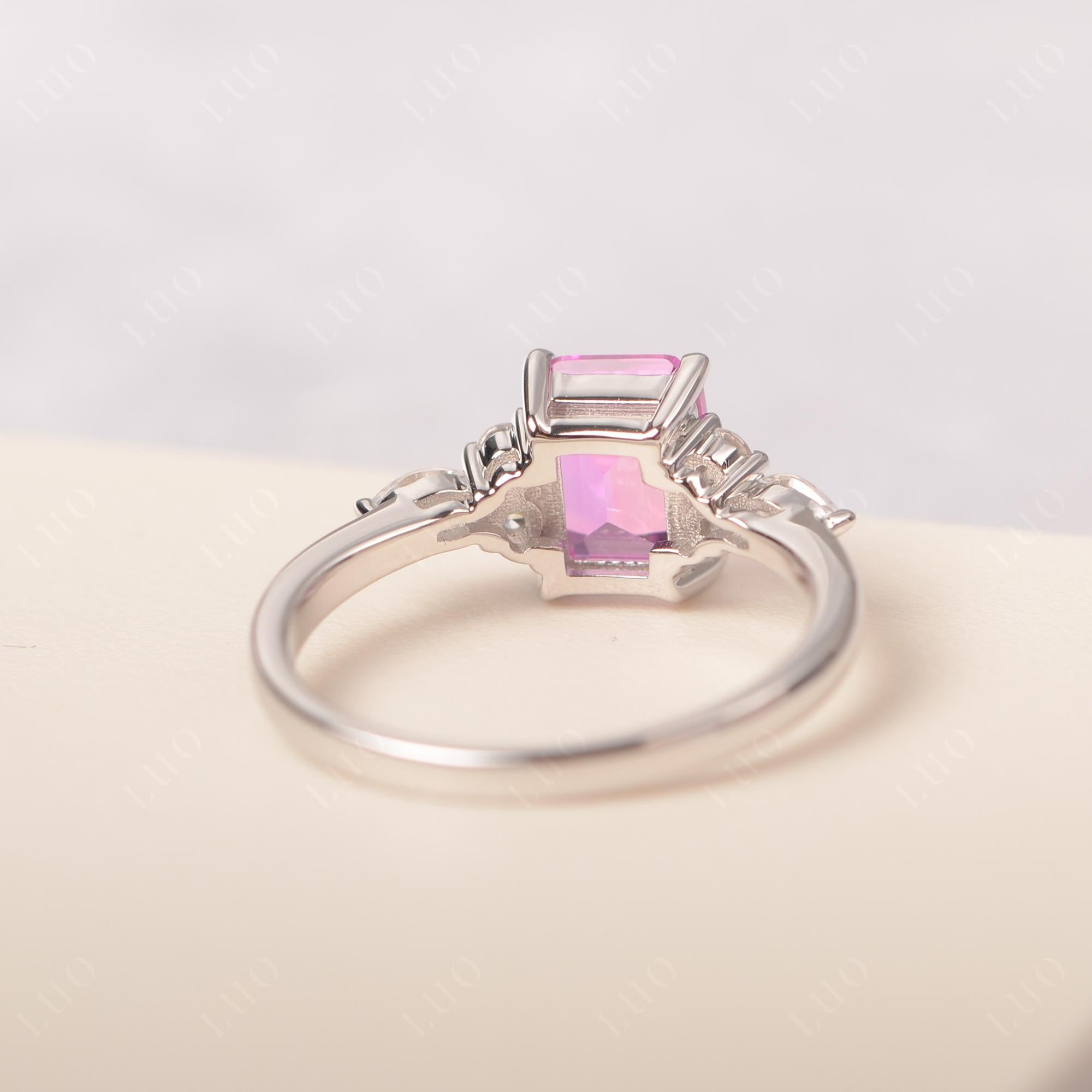 Simple Emerald Cut Pink Sapphire Ring - LUO Jewelry 