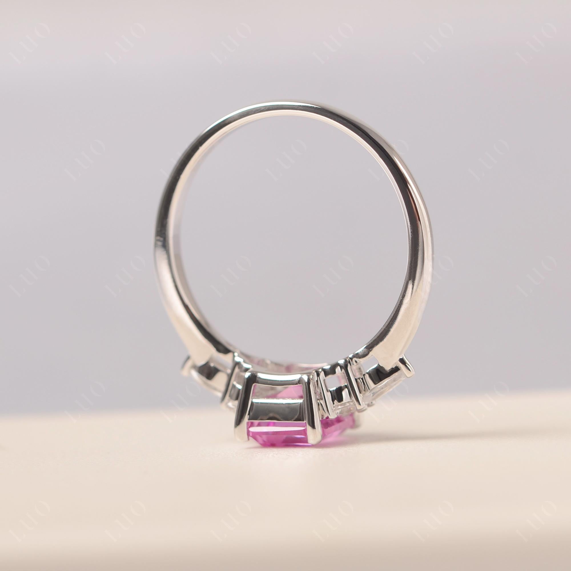 Simple Emerald Cut Pink Sapphire Ring - LUO Jewelry 