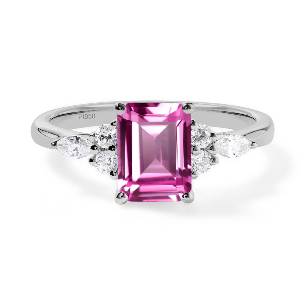 Simple Emerald Cut Pink Sapphire Ring - LUO Jewelry #metal_platinum