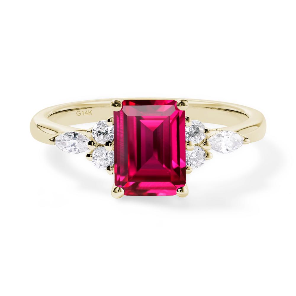 Simple Emerald Cut Ruby Ring - LUO Jewelry #metal_14k yellow gold