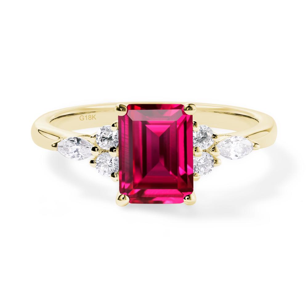 Simple Emerald Cut Ruby Ring - LUO Jewelry #metal_18k yellow gold