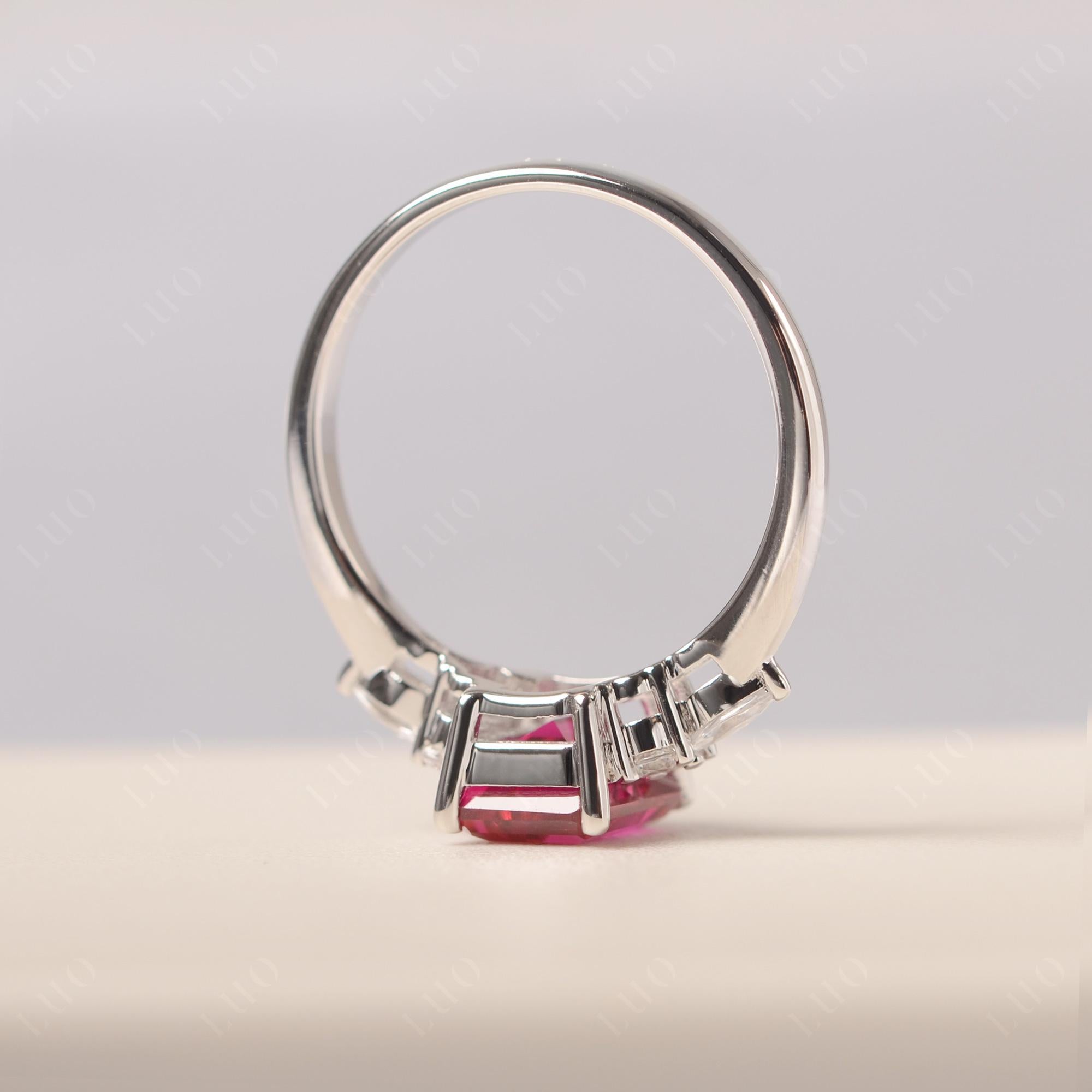 Simple Emerald Cut Ruby Ring - LUO Jewelry 