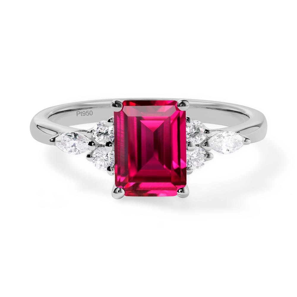 Simple Emerald Cut Ruby Ring - LUO Jewelry #metal_platinum