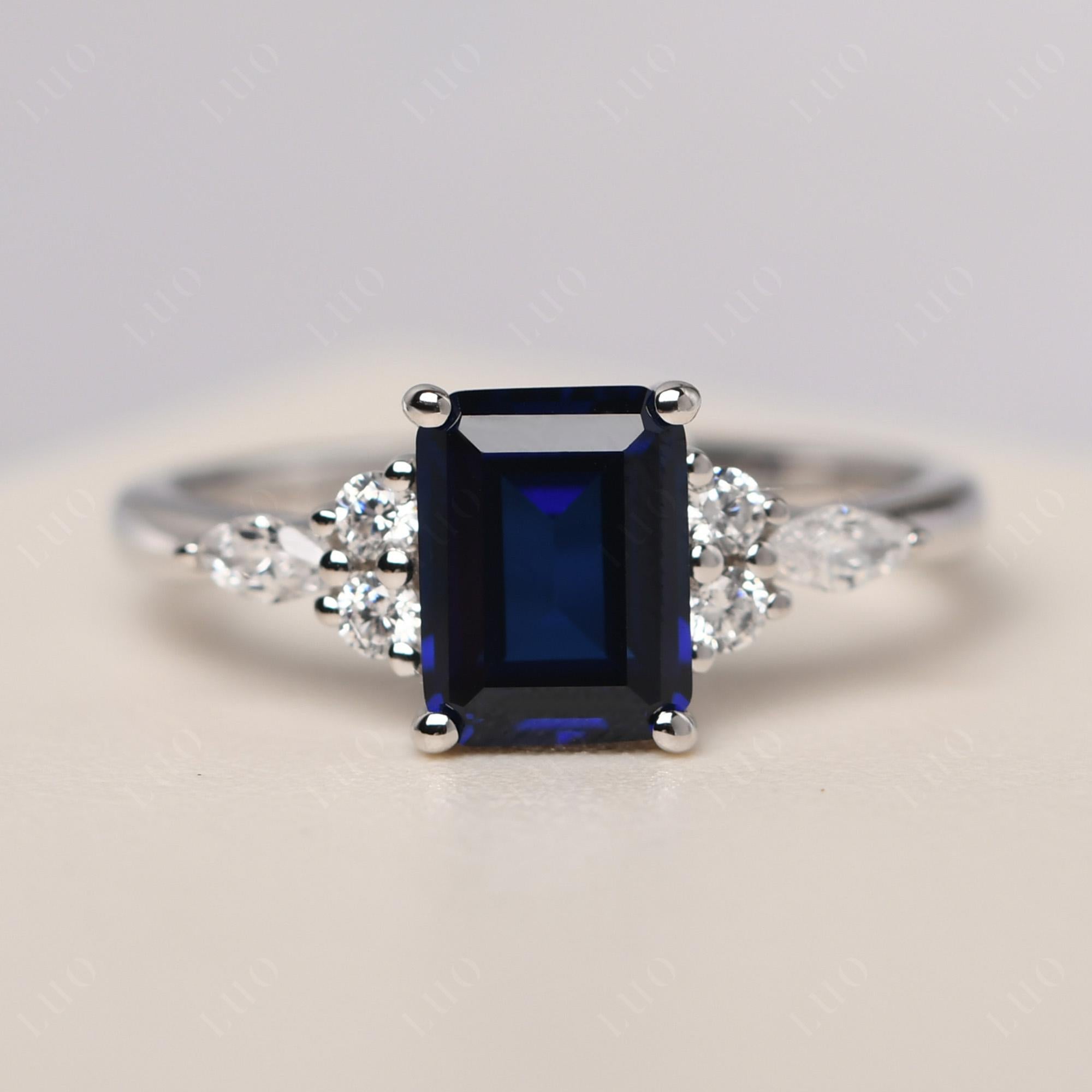 Simple Emerald Cut Sapphire Ring - LUO Jewelry 