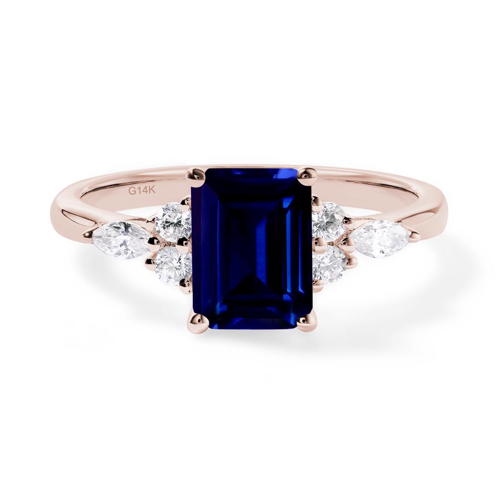 Simple Emerald Cut Sapphire Ring - LUO Jewelry #metal_14k rose gold