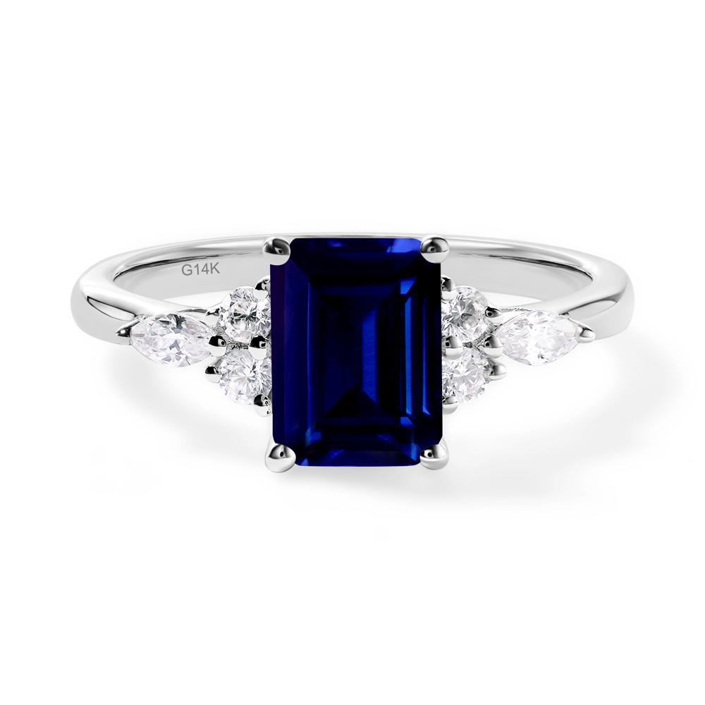 Simple Emerald Cut Sapphire Ring - LUO Jewelry #metal_14k white gold