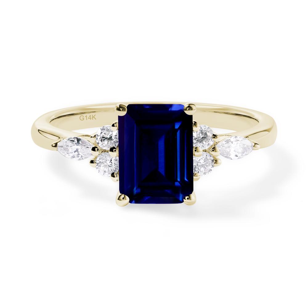 Simple Emerald Cut Sapphire Ring - LUO Jewelry #metal_14k yellow gold