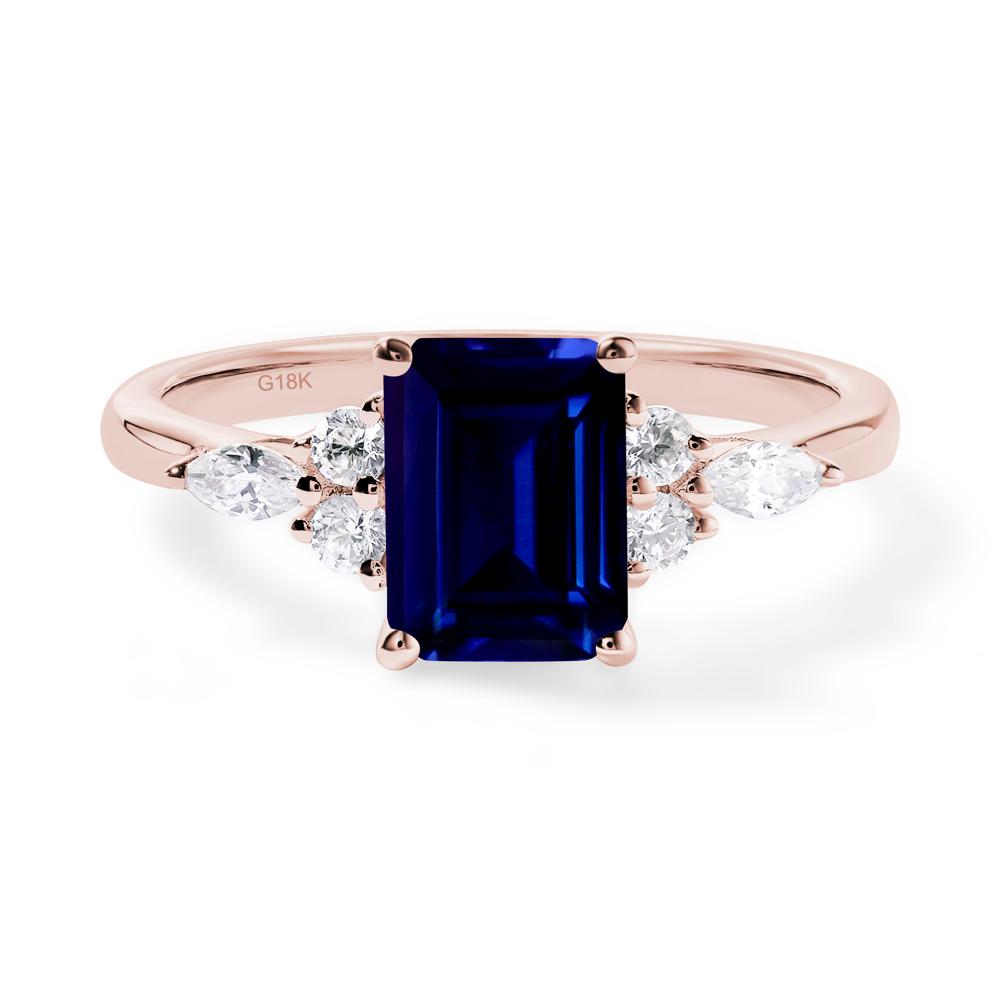 Simple Emerald Cut Sapphire Ring - LUO Jewelry #metal_18k rose gold