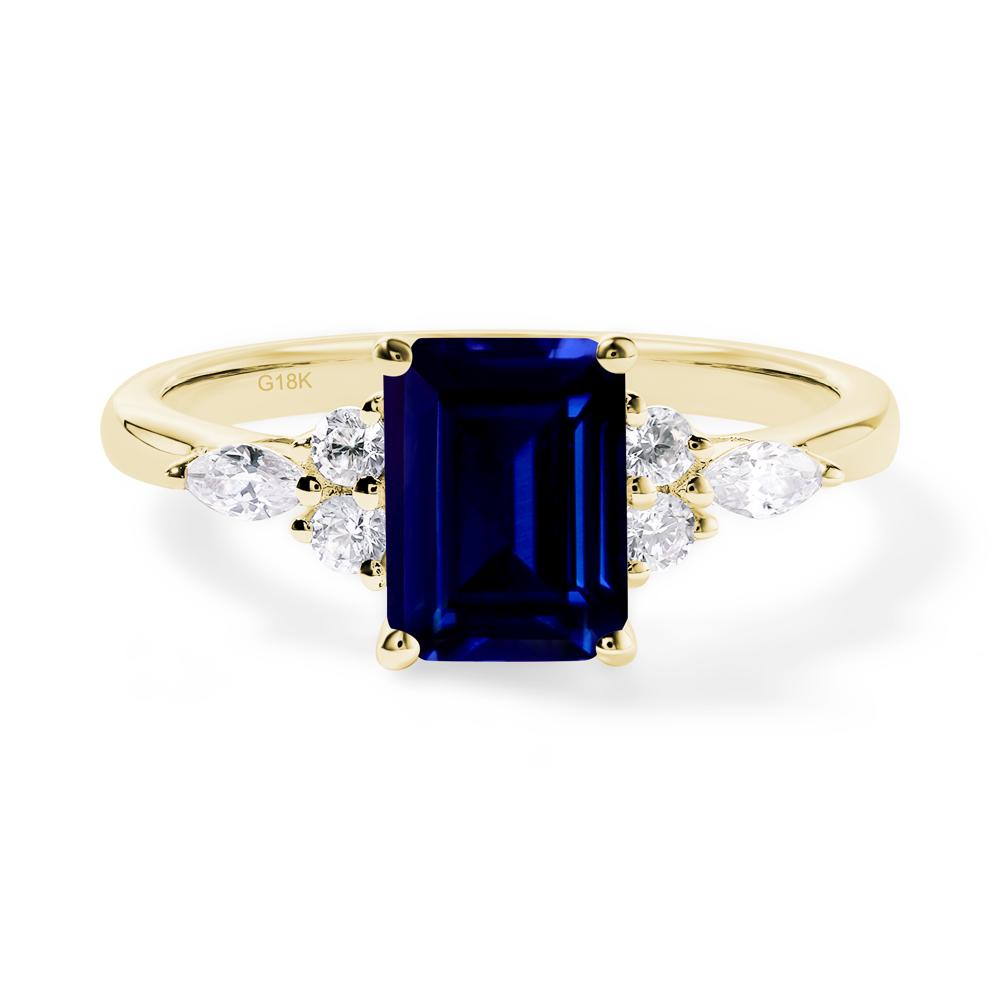 Simple Emerald Cut Sapphire Ring - LUO Jewelry #metal_18k yellow gold