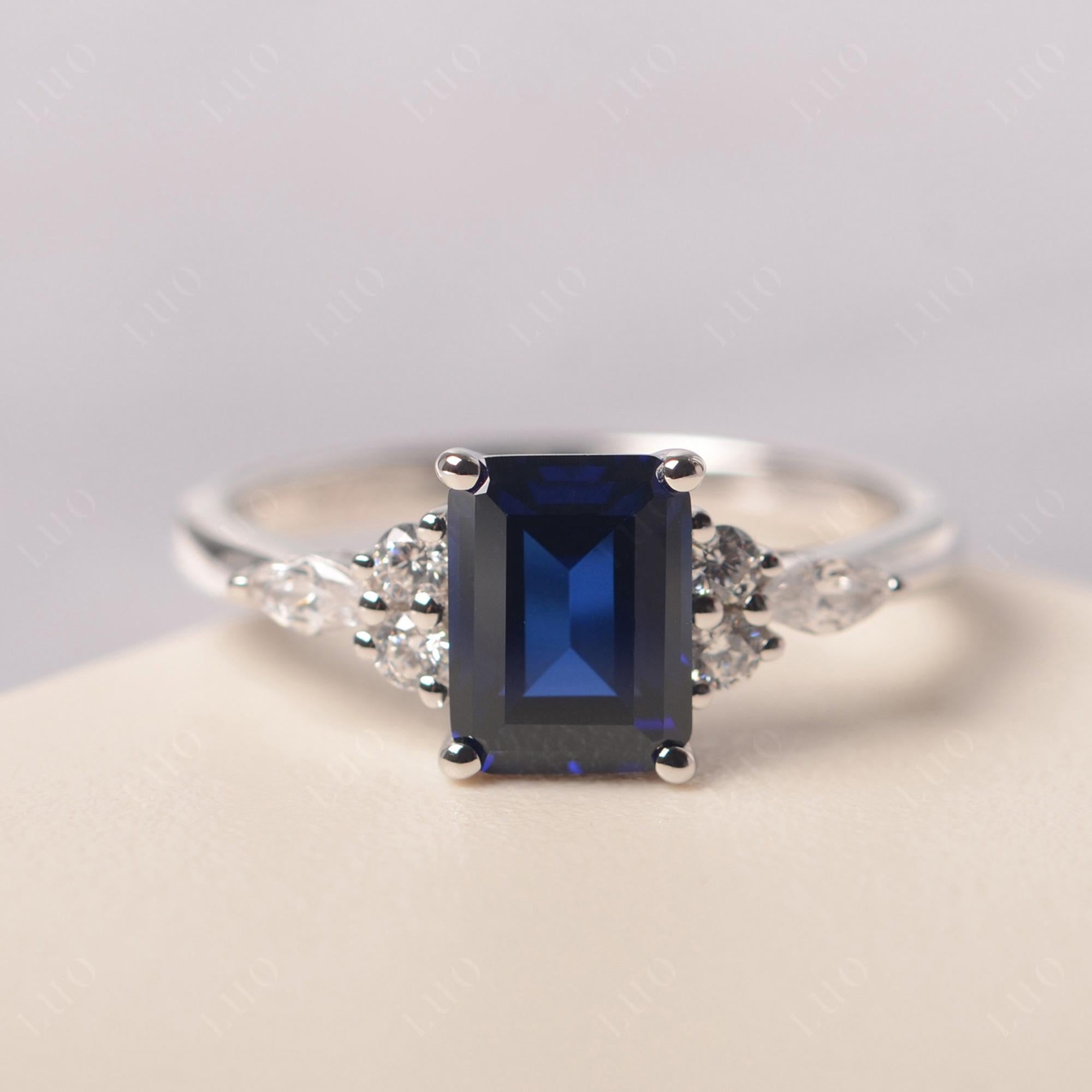 Simple Emerald Cut Sapphire Ring - LUO Jewelry 