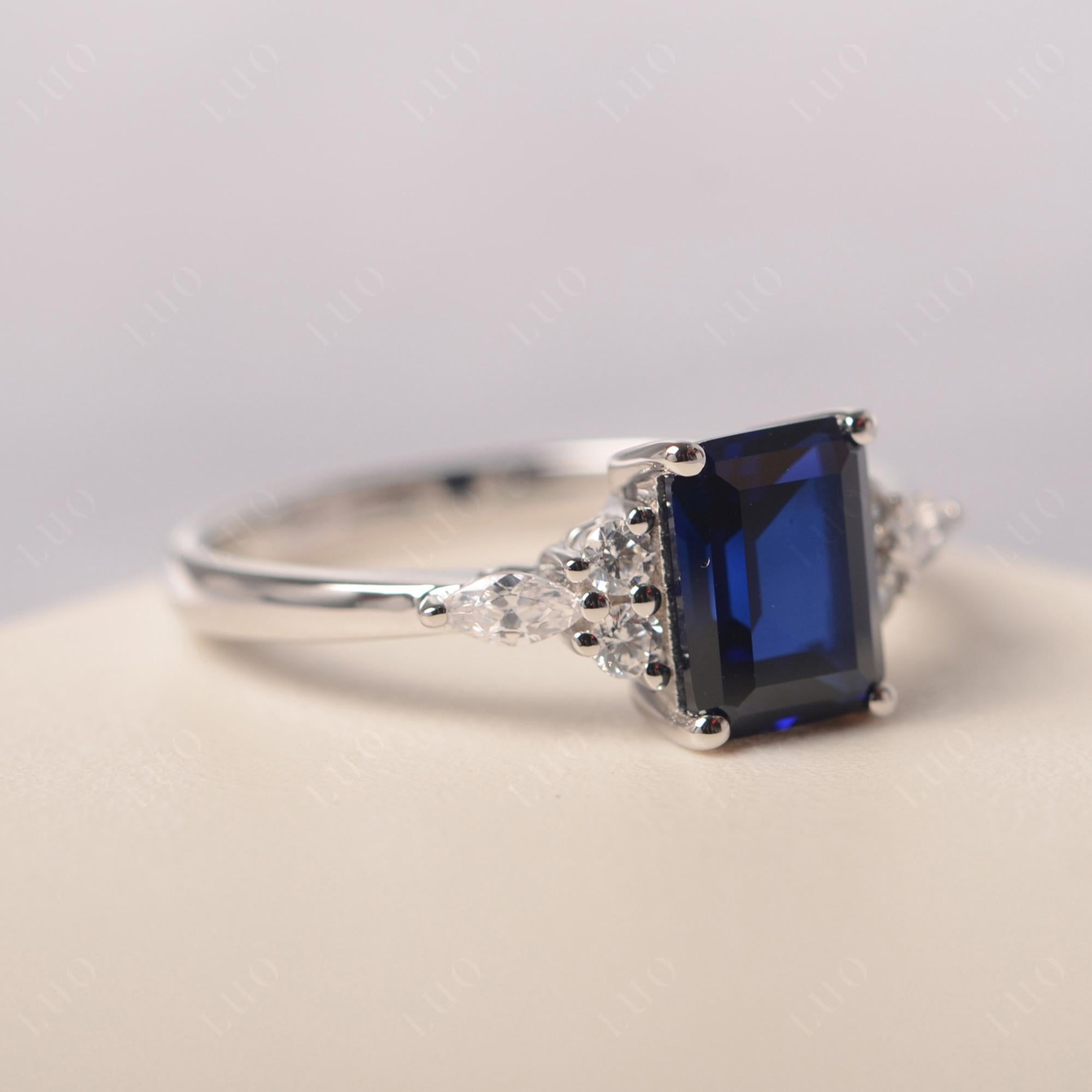 Simple Emerald Cut Sapphire Ring - LUO Jewelry 