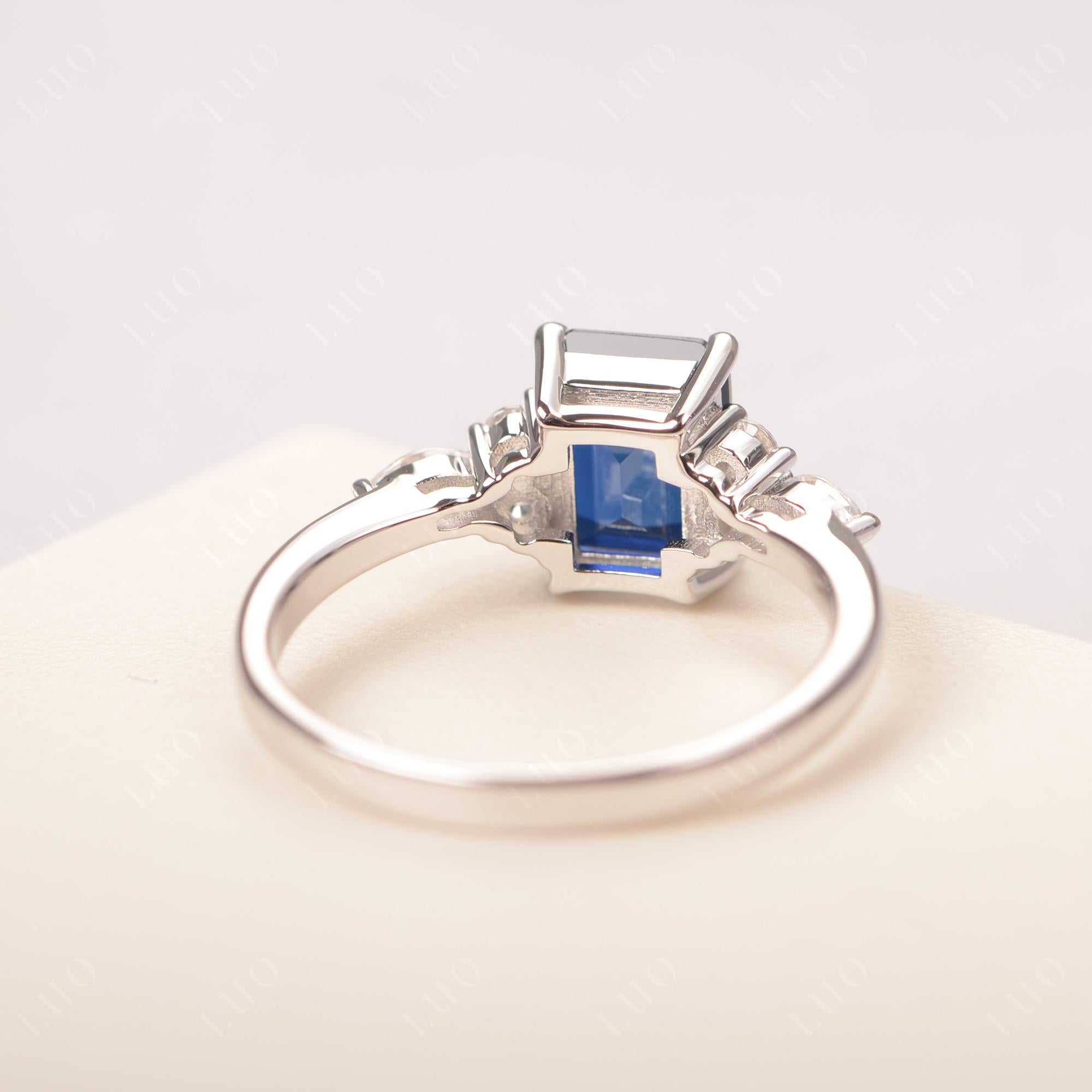 Simple Emerald Cut Sapphire Ring - LUO Jewelry 