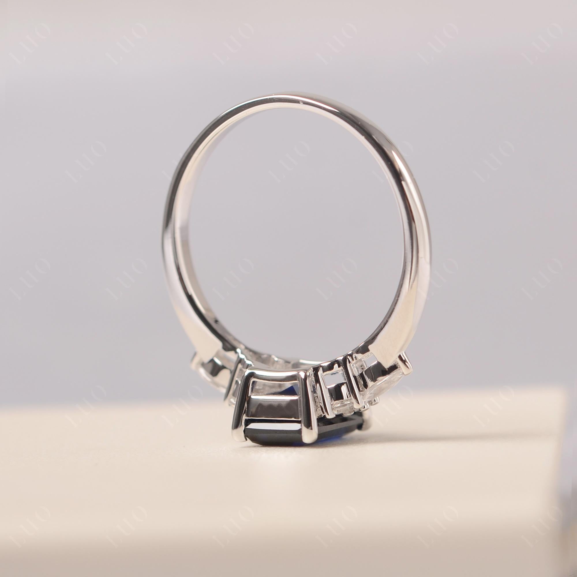 Simple Emerald Cut Sapphire Ring - LUO Jewelry 