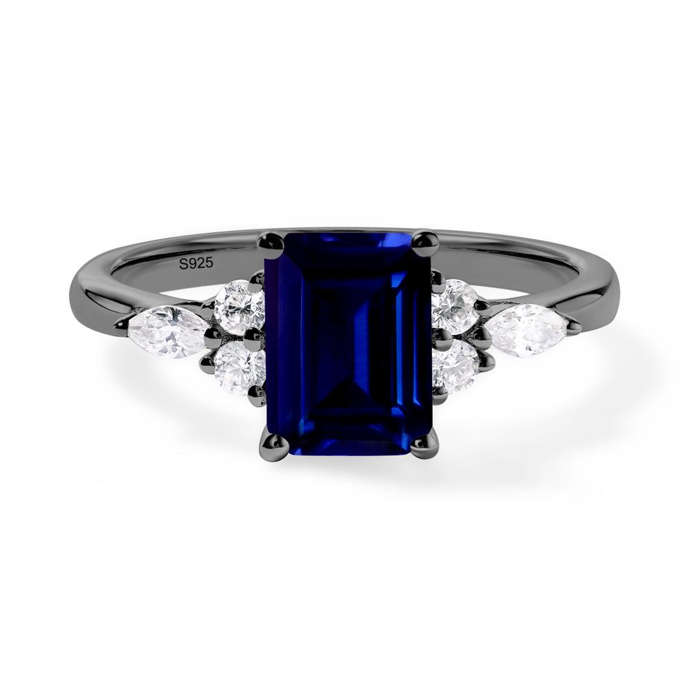 Simple Emerald Cut Sapphire Ring - LUO Jewelry #metal_black finish sterling silver