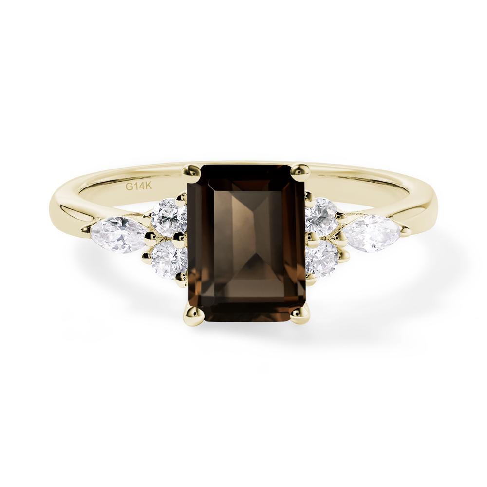 Simple Emerald Cut Smoky Quartz Ring - LUO Jewelry #metal_14k yellow gold