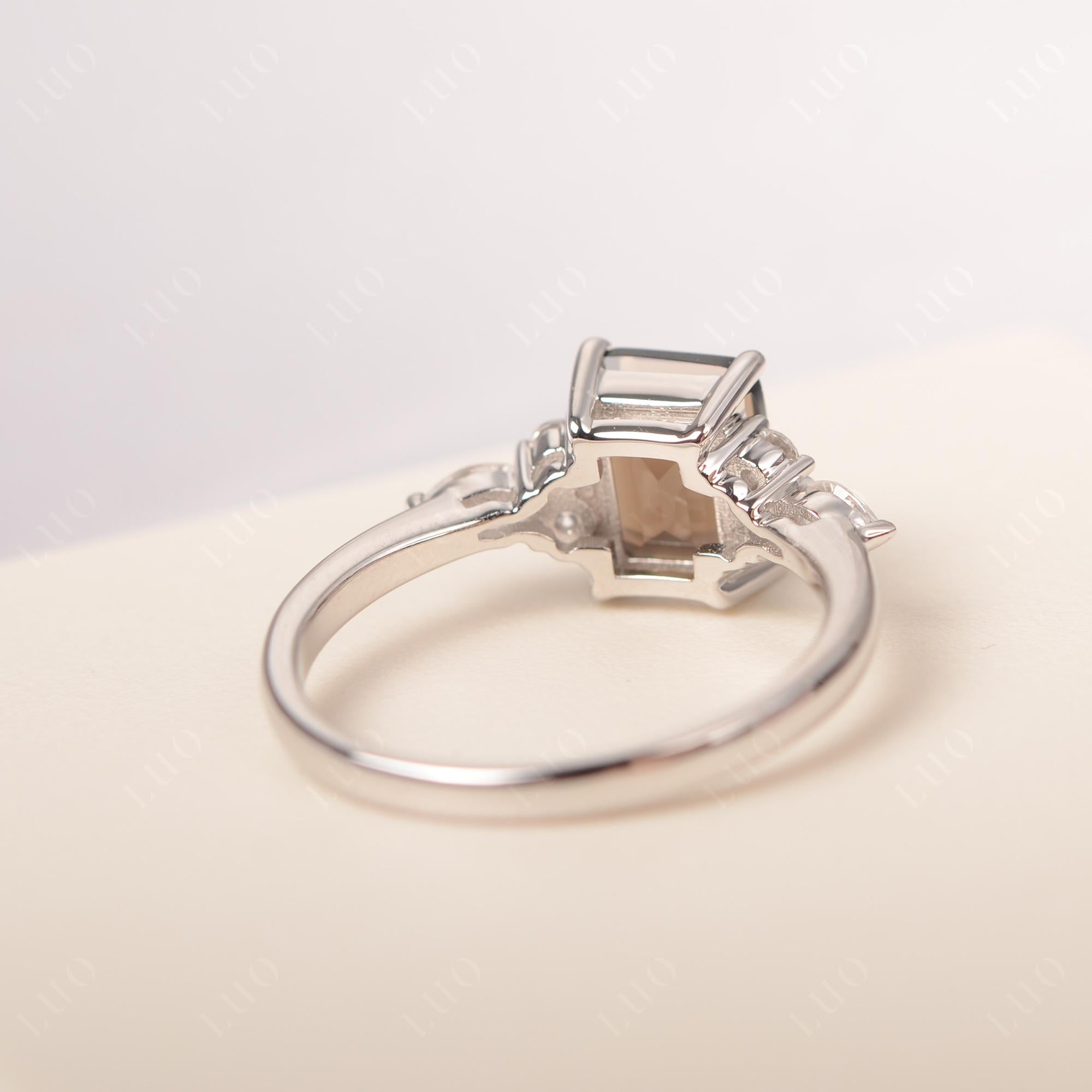 Simple Emerald Cut Smoky Quartz Ring - LUO Jewelry 