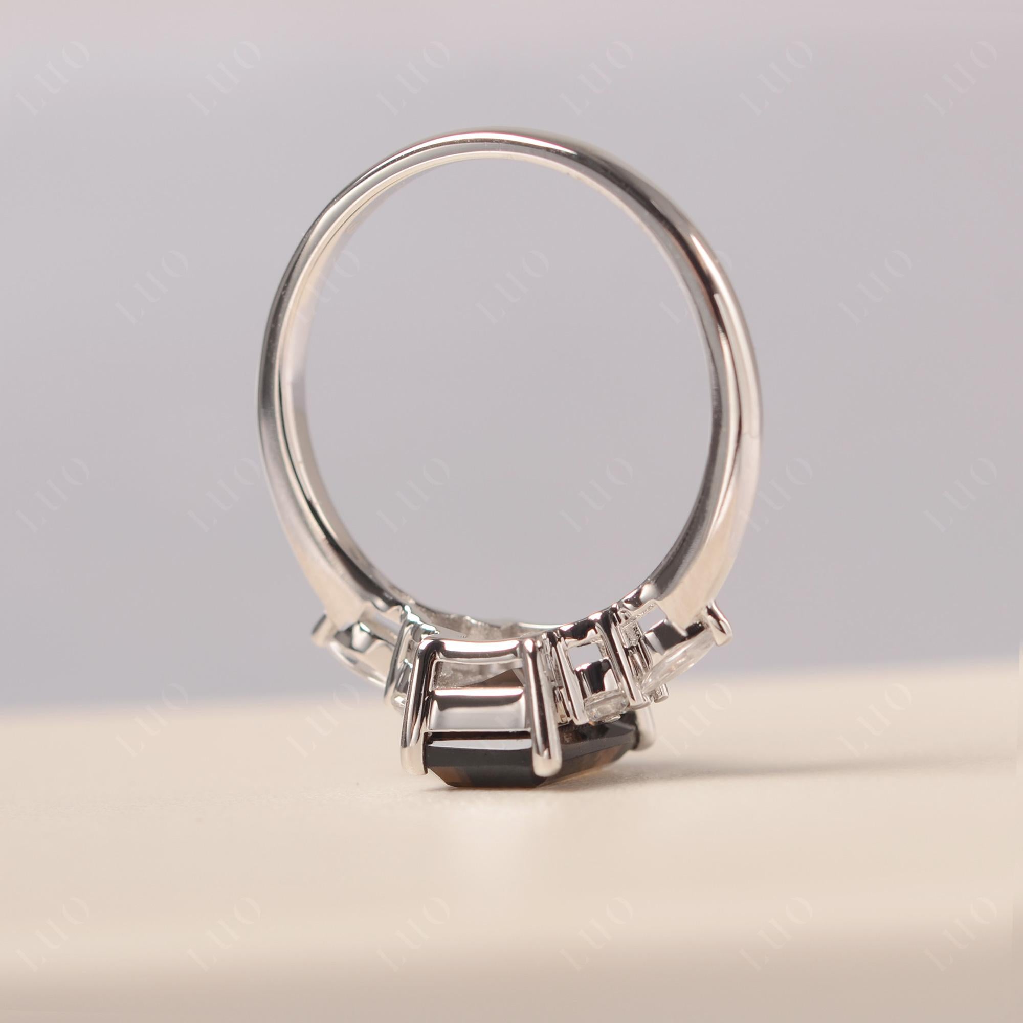 Simple Emerald Cut Smoky Quartz Ring - LUO Jewelry 