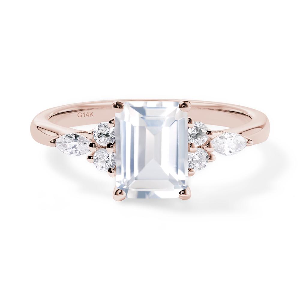 Simple Emerald Cut White Topaz Ring - LUO Jewelry #metal_14k rose gold