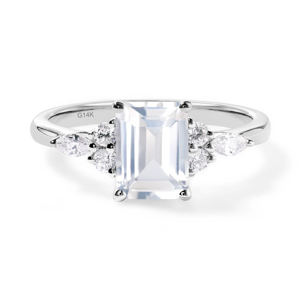 Simple Emerald Cut White Topaz Ring - LUO Jewelry #metal_14k white gold