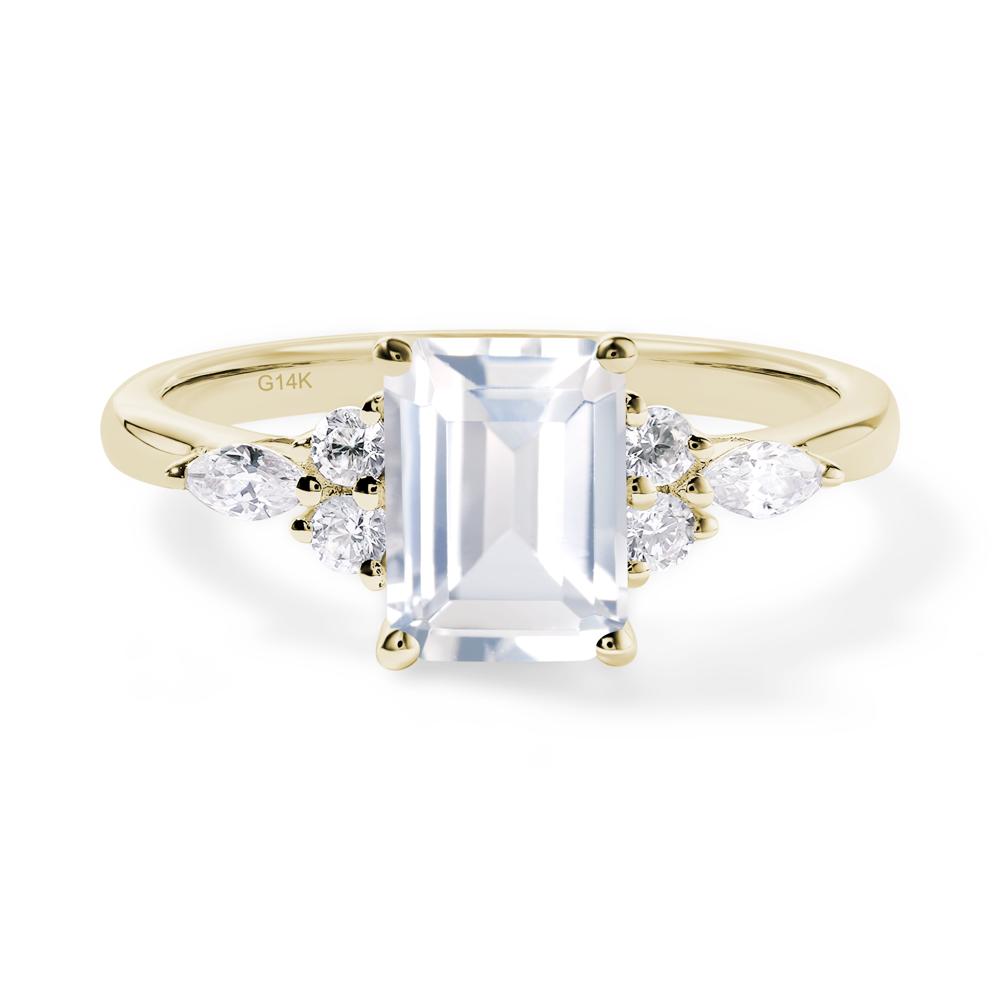 Simple Emerald Cut White Topaz Ring - LUO Jewelry #metal_14k yellow gold