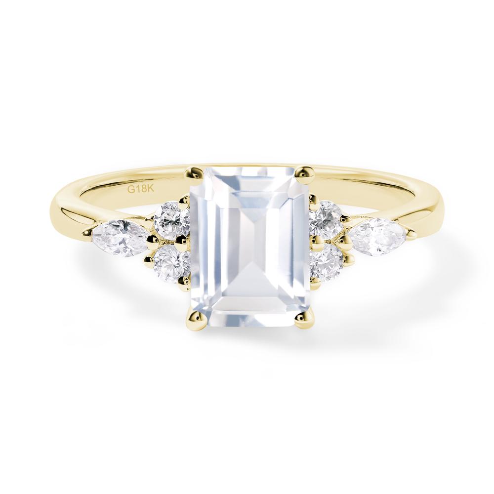 Simple Emerald Cut White Topaz Ring - LUO Jewelry #metal_18k yellow gold