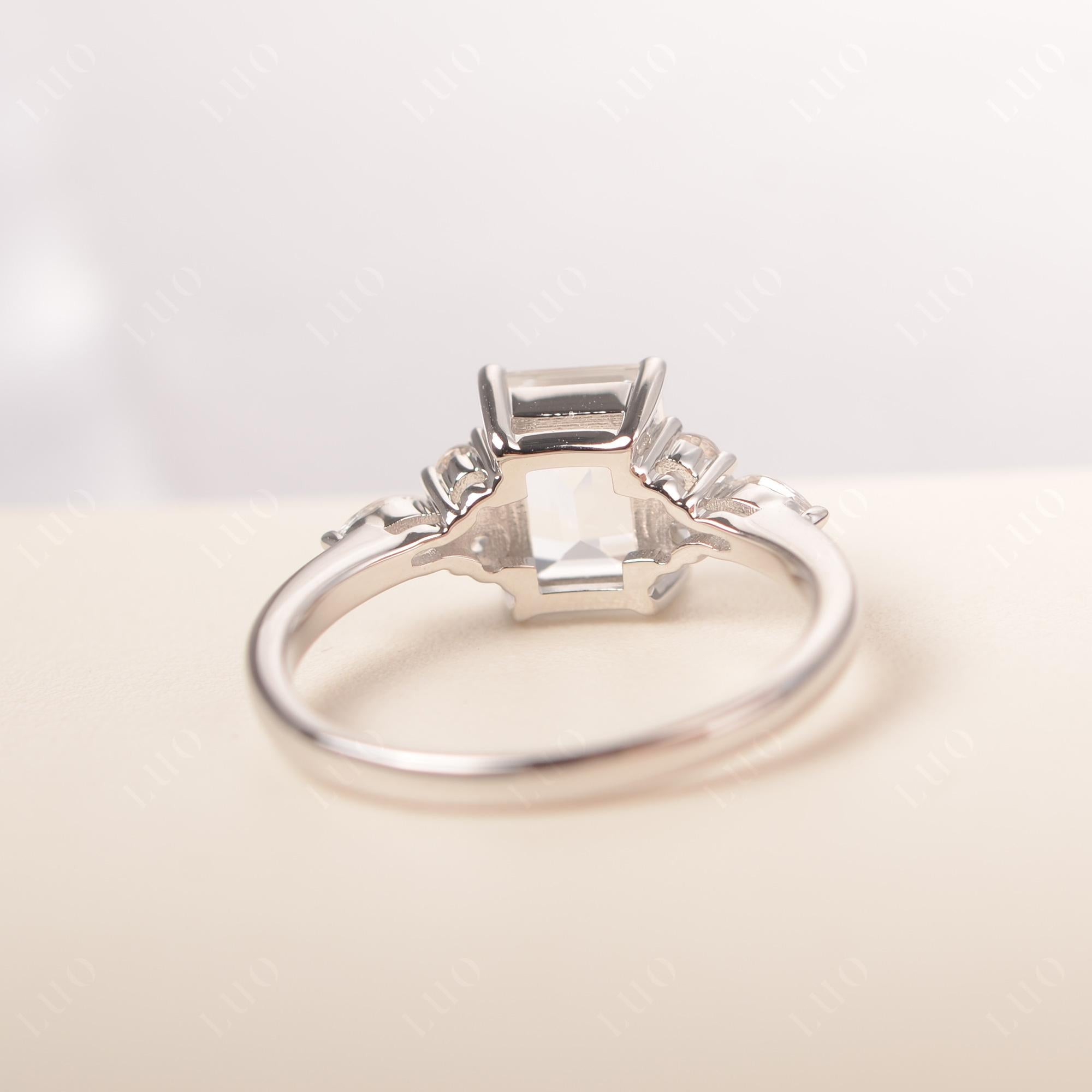 Simple Emerald Cut White Topaz Ring - LUO Jewelry 