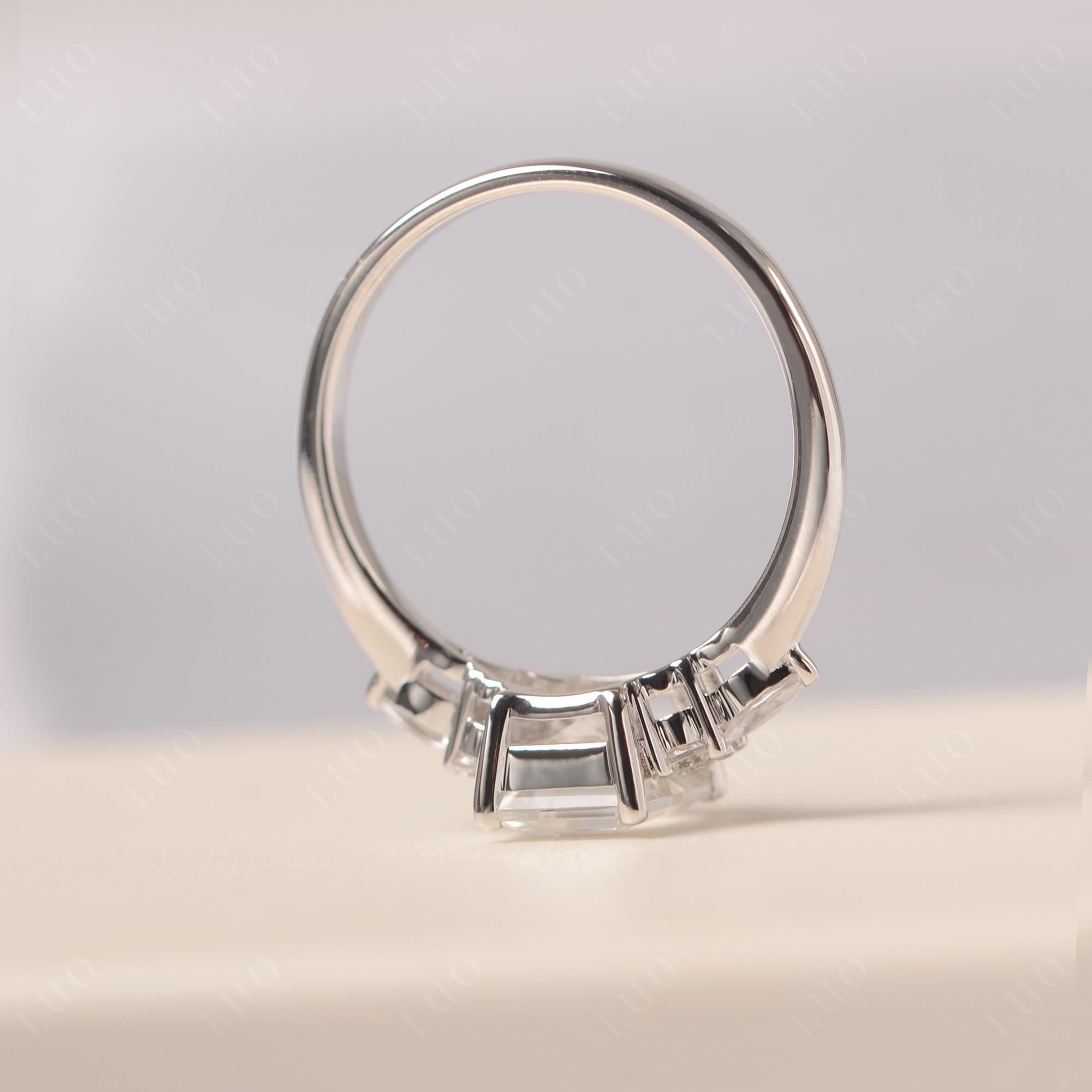 Simple Emerald Cut White Topaz Ring - LUO Jewelry 