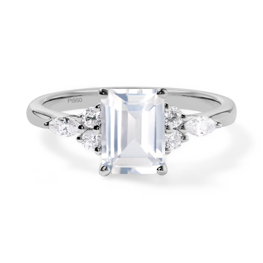 Simple Emerald Cut White Topaz Ring - LUO Jewelry #metal_platinum